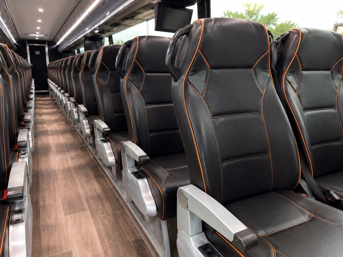 56 passenger charter bus inside